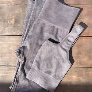 High Rise Ribbed Seamless leggings - JoyLab and seamless square neck top.